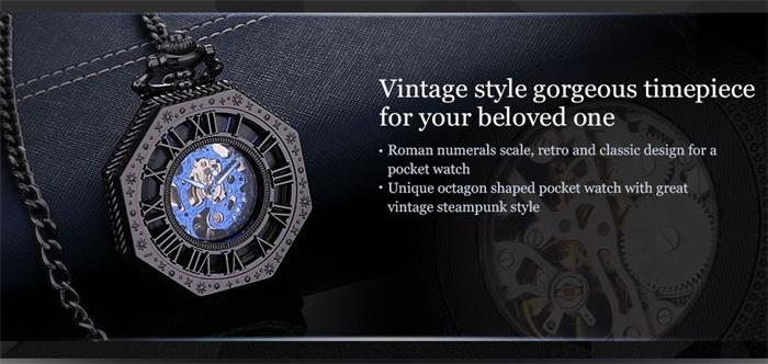 New creative retro retro clamshell mechanical pocket watch men's and women's Roman numerals hollowed-out creative table gift watch_voghion.com