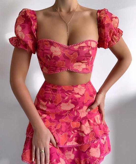 Neues 2-teiliges Set mit Farbdruck für Damen - nicht positionierbarer Druck_voghion.com