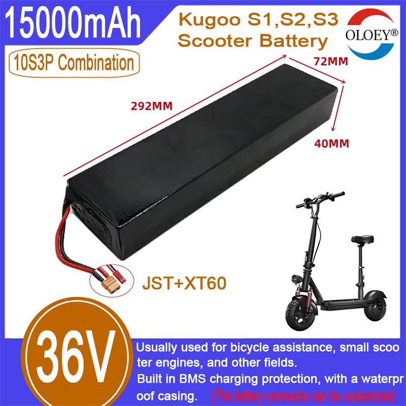 36V scooter battery replacement, 10S3P combination, 15000mAh, built-in BMS charging protection, explosion-proof, waterproof function_voghion.com