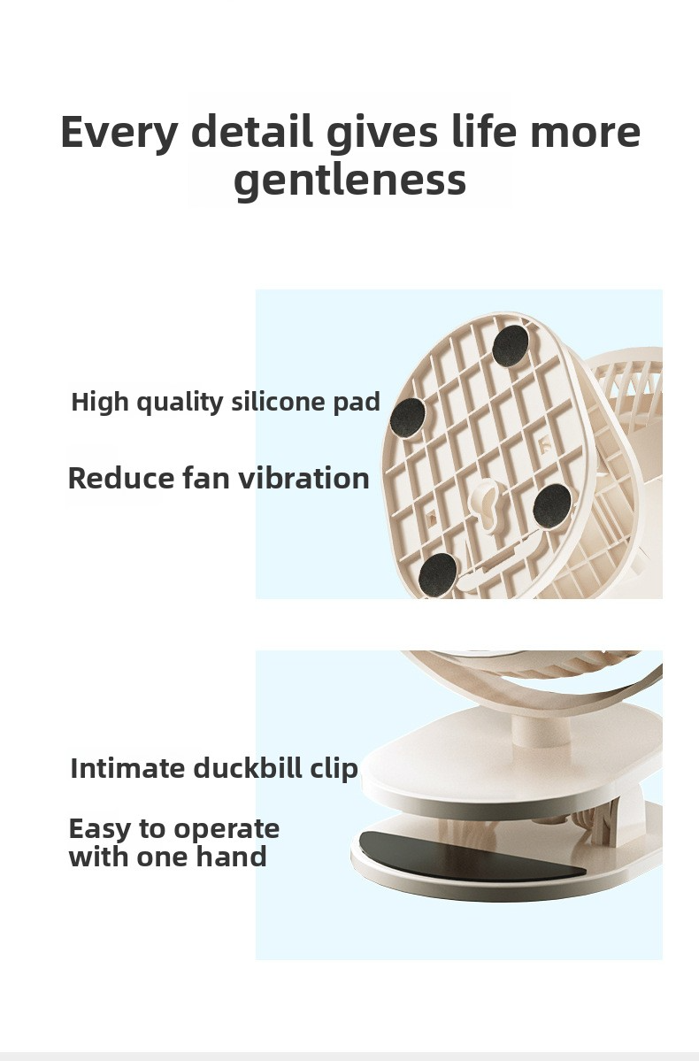 Clip-On USB Desk Fan - Mini Portable Fan For Dorm Office & Stroller (Rechargeable Quiet Operation 360° Adjustable)_voghion.com