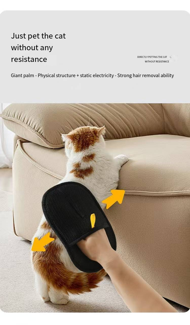 Huisdierhandschoen met duimopening, klittenbandsluiting voor versteviging, ideaal voor ontharing en massage_voghion.com