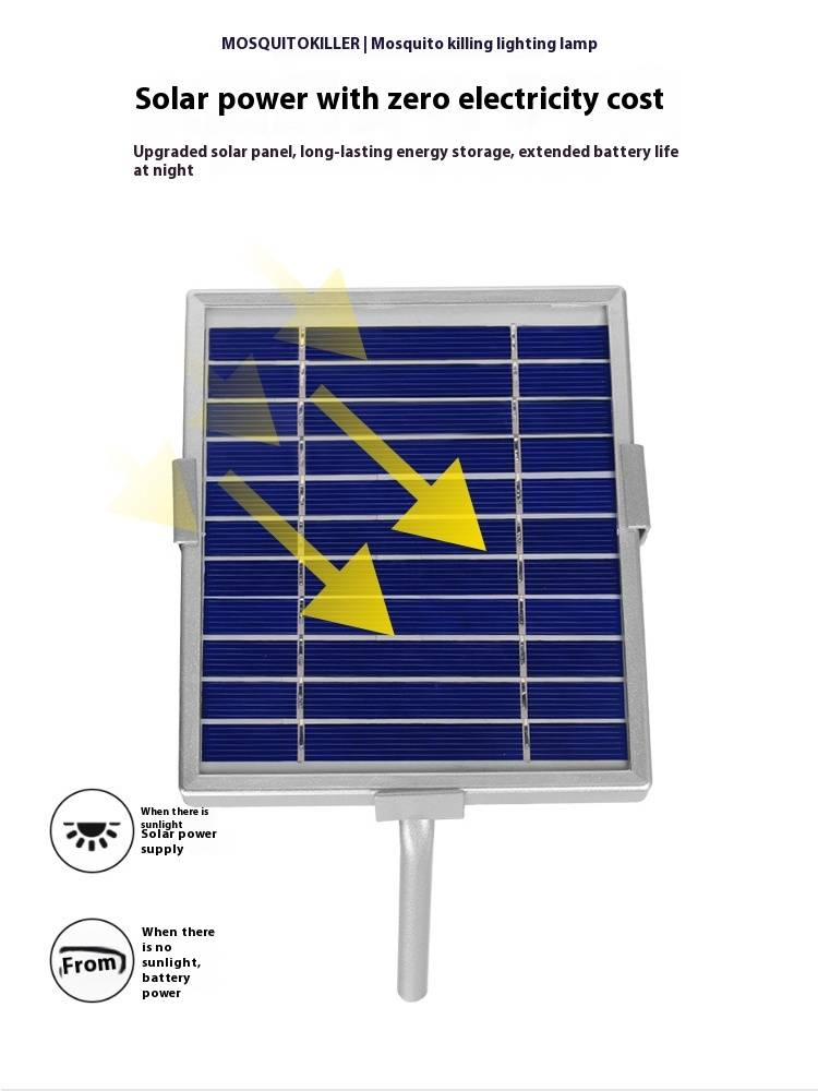 Solar-Powered Mosquito Killer Lamp For Outdoor Use - Waterproof LED Bug Zapper For Garden, Patio, And Yard Eco-Friendly Insect Trap With Hanging Ring_voghion.com