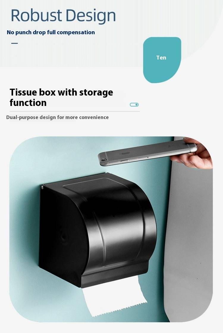 Aluminum Toilet Paper Holder – Wall-Mounted, No-Drill Bathroom Tissue Dispenser (Oval, Black, Oxidized Finish, Rustproof)_voghion.com