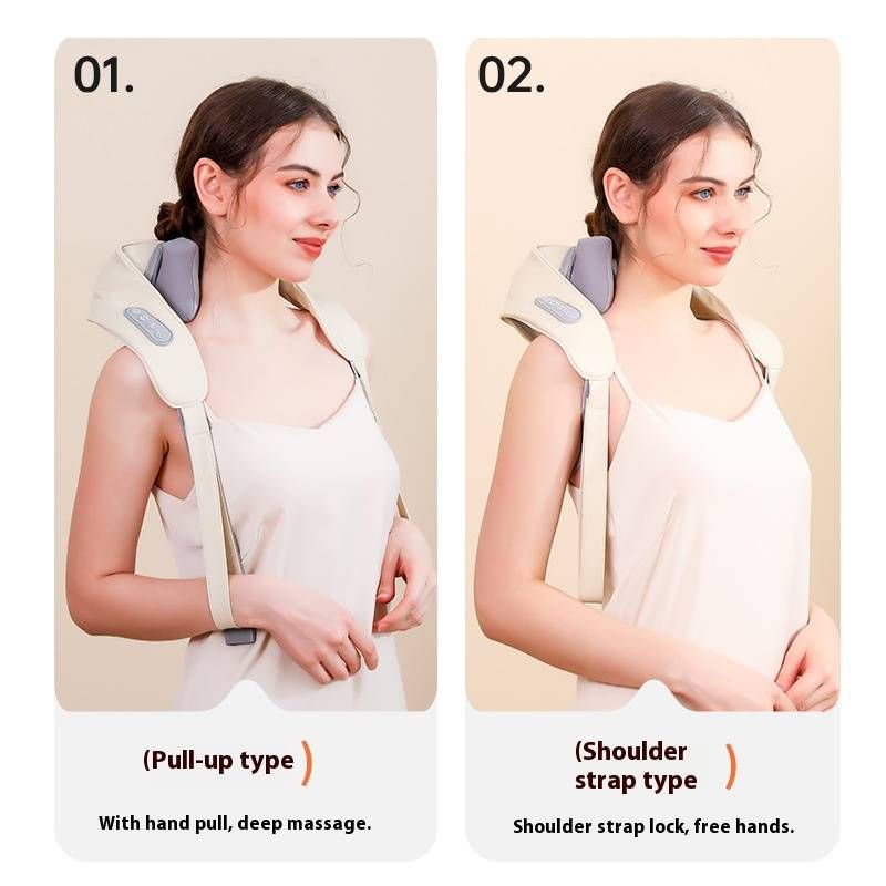 Rechargeable Neck And Shoulder Massager With Heat Therapy - 6 Massage Nodes, 3 Speed Levels, Handheld & Portable For Home & Office Use_voghion.com