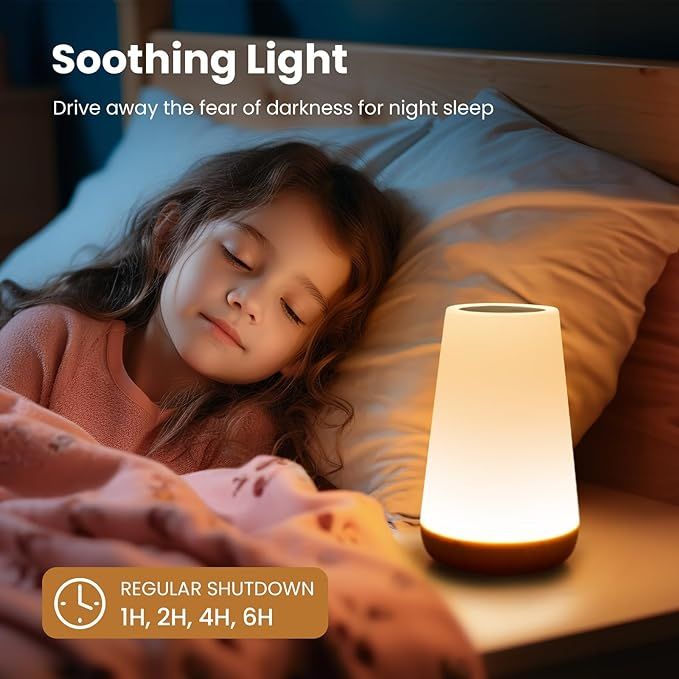 Regulowana lampka nocna z dotykiem do sypialni, przenośna lampka na biurko/nocną z 5 poziomami jasności i 13 kolorami RGB_voghion.com