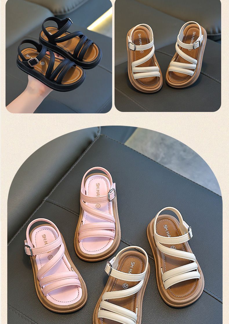 Sandali per bambine con punta aperta, temperamento estivo, nuova moda, scarpe da principessa, studenti, carini, versatili, sandali stranieri_voghion.com