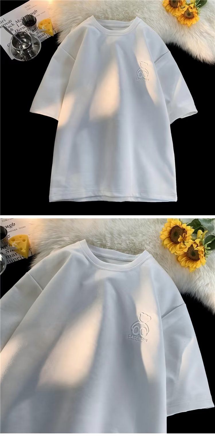 Little Bear für Männer, Sommerdesign, kurzärmliges Nischenoberteil aus amerikanischem Wildleder, lockeres, lässiges T-Shirt_voghion.com