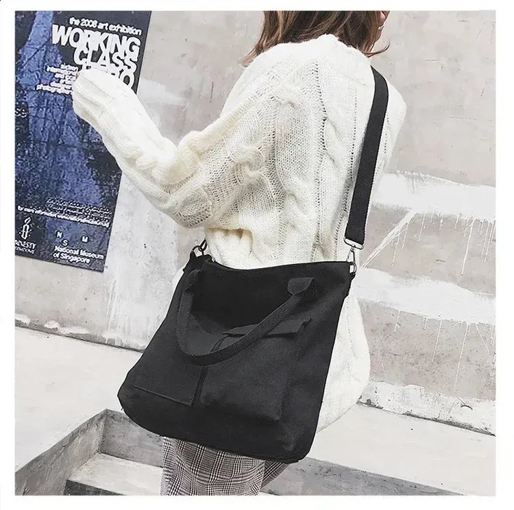 Modische Canvas-Tasche, Handtasche für Studentinnen, Schultertasche, großes Fassungsvermögen, einfarbig, Shopper, lässige Umhängetasche für Damen, 240731_voghion.com