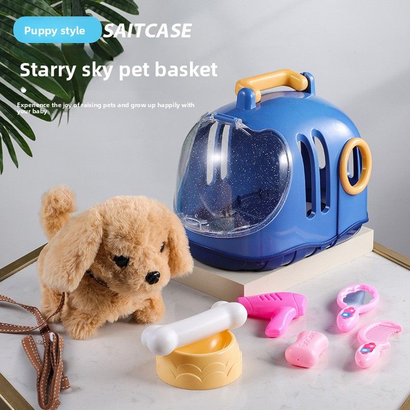 Piccolo coniglio bianco peluche bambola simulazione animale puzzle cane elettrico multifunzionale porterà a spasso i bambini dai 3 ai 46 anni_voghion.com