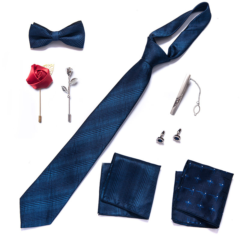 Gravata masculina lenço quadrado conjunto de caixa de presente de 8 peças namorado gravata presente transfronteiriça venda quente_voghion.com