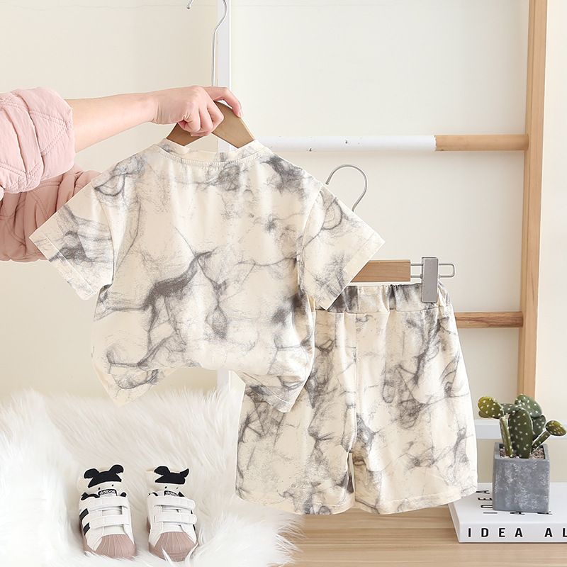 Ropa para niños, trajes de verano para niños, ropa de verano para bebés, trajes de dos piezas de manga corta y estilo urbano._voghion.com