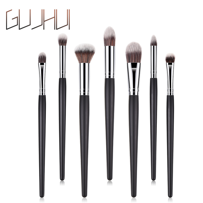 5/7/11/12 Stück Make-up-Pinsel, Make-up-Werkzeuge, Augenset, Lidschattenpinsel, schwarzes und silbernes GUIHUI_voghion.com