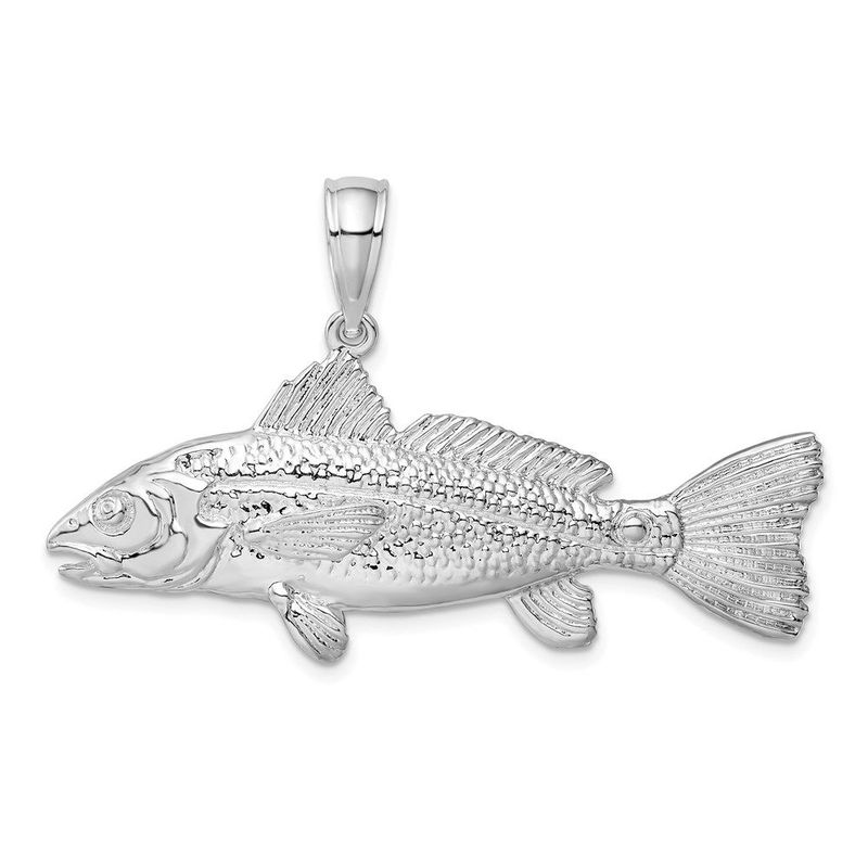 De-Ani Sterling Silver Rhodium-Plated Polished 3D Red Fish Pendant_voghion.com