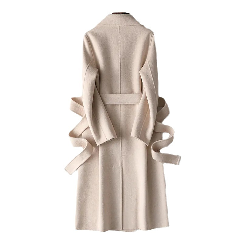 Abrigo largo de lana de una sola capa con diseño de dragón y fénix, con lazo hasta la rodilla, nuevo estilo 2023, chaqueta de lana adelgazante para tallas pequeñas._voghion.com