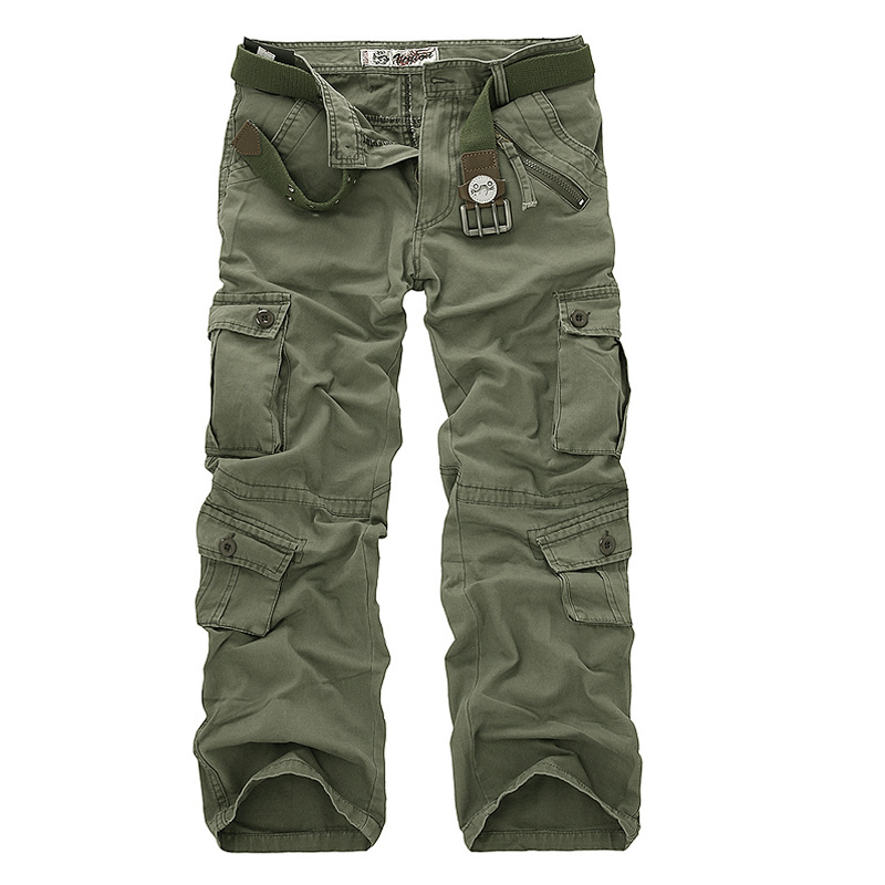 Forår Efterår Vask Multi-Pocket Camouflage Overalls Herre Bomuld Militæruniform Bukser Herre Baggy Cargo Bukser Herre (Uden Bælte)_voghion.com