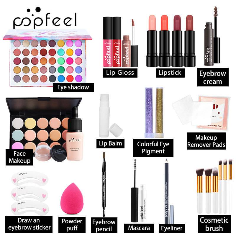POPFEEL Full Set Beginners - Eyeshadow Palette, Lipsticks & Natural Beauty Essentials For Light Makeup_voghion.com