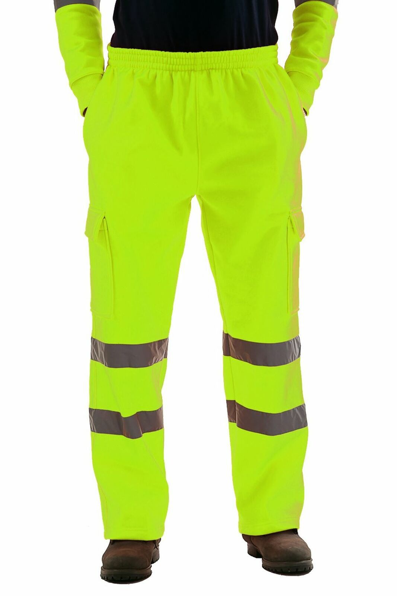Pantalones casuales de polar con tira reflectante para uniforme de trabajador sanitario para hombre_voghion.com