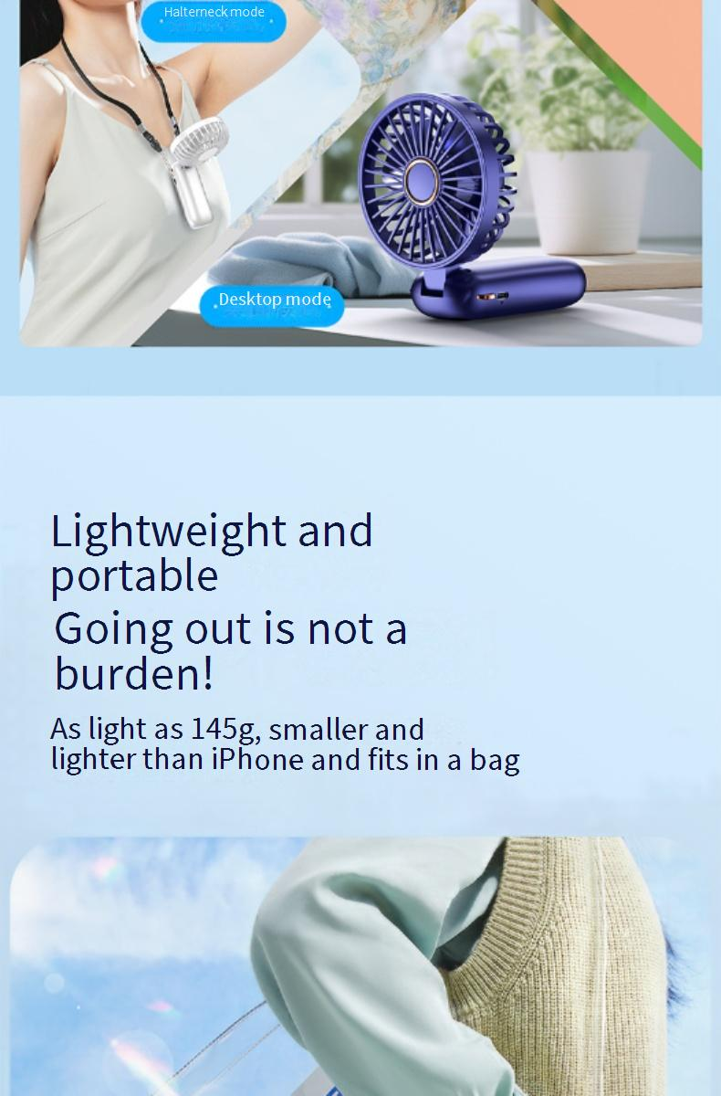 Ultra stille handventilator - USB oplaadbare miniventilator (≤25 dB) voor kantoor/park/reizen_voghion.com