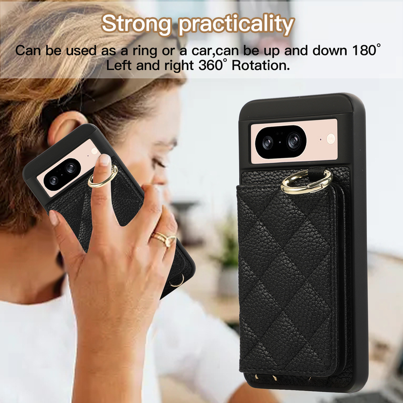 Adatto per Pixel 9a 8a Custodia in pelle per cellulare con slot per schede Custodia protettiva per cellulare con tracolla 10 Pro XL_voghion.com