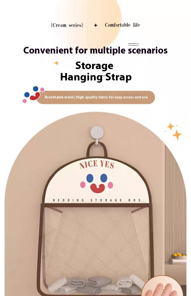 Hängender Netz-Organizer – Atmungsaktive Aufbewahrungstasche aus Polyester für Unterwäsche, BHs und Damenbinden (Braun/Schwarz, platzsparendes Türhaken-Design)_voghion.com