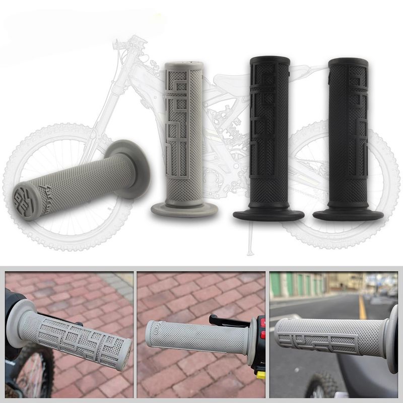 High-Grip Motorcycle Handlebar Grips - Non-Slip Rubber Hand Grips For Off-Road & Dirt Bikes - Universal Fit For Most Bikes (Black/Gray)_voghion.com