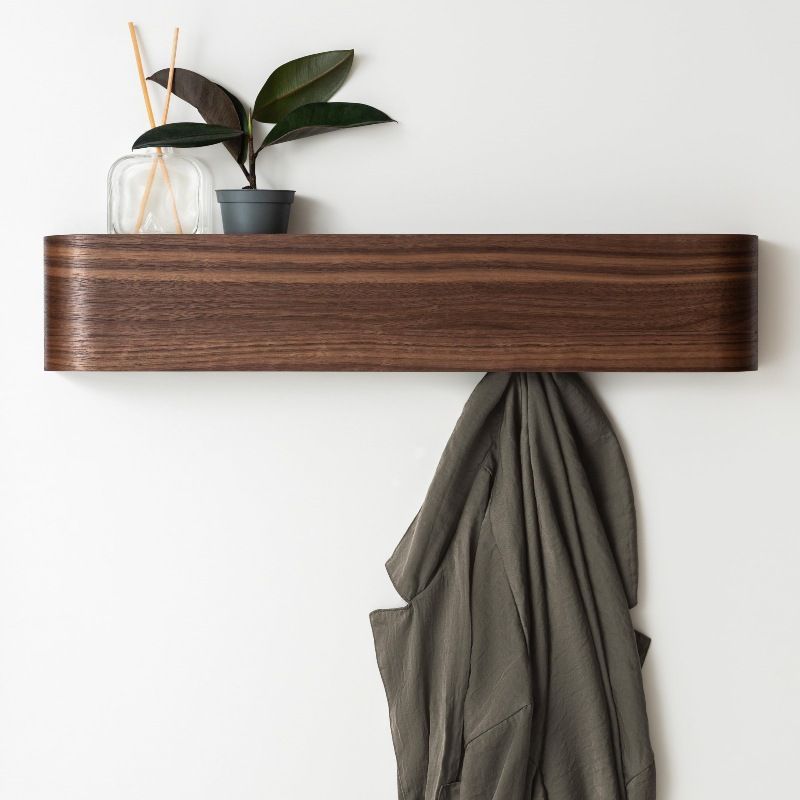 Wall-Mounted Coat Rack – Solid Wood Entryway Hanger With 5 Hooks, Modern Minimalist Shelf For Keys & Hats (No Drilling Required)_voghion.com