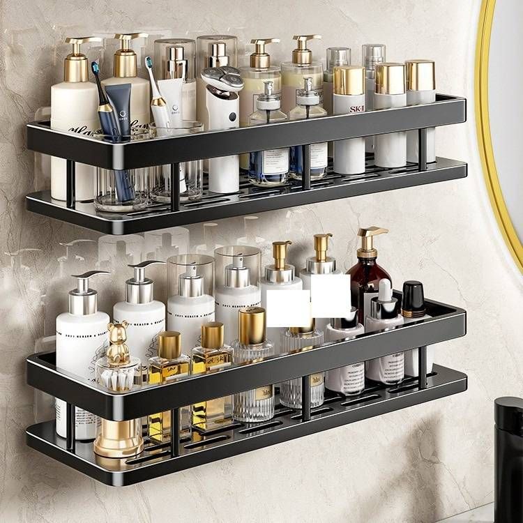 Eck-Duschregal ohne Bohren, Badezimmer-Dreieck-Organizer mit starkem Klebstoff, platzsparendes, wandmontiertes Aufbewahrungsregal für Toilettenartikel_voghion.com