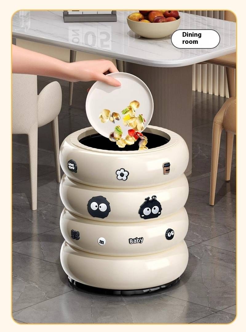 Modern Foot Pedal Trash Can – 12L Odor-Proof Kitchen & Home Waste Bin (Cream/Ice Cream Color, With/without Lid & Wheels)_voghion.com