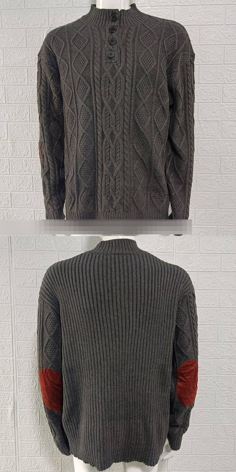 Maglione da uomo in maglia a trecce con colletto rovesciato, pullover invernale a maniche lunghe per abbigliamento casual e da ufficio (grigio scuro, nero) - Disponibile in diverse taglie_voghion.com