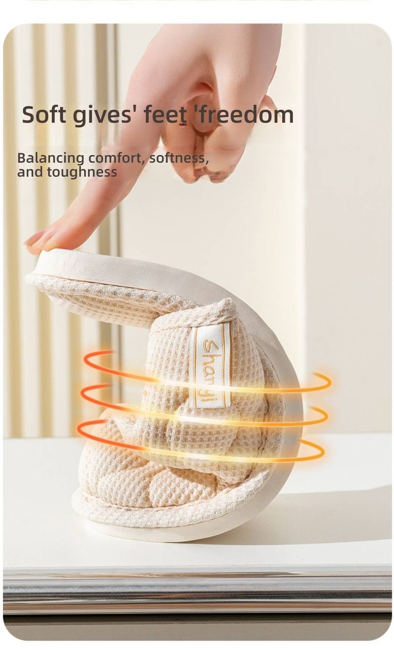 Breathable Linen House Sandals For Women & Men – Non-Slip PVC Sole, Soft Cushioning, Couple Matching (Wave, Grid, Stripes, Comfy Bear & More)_voghion.com