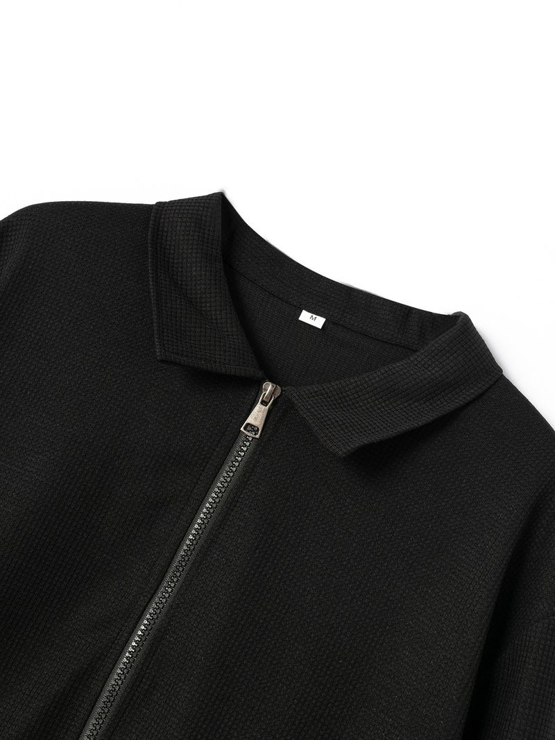 2024 bovenkleding lente jeugd wafel zak met ritssluiting en flip kraag slim fit vest herenjas_voghion.com