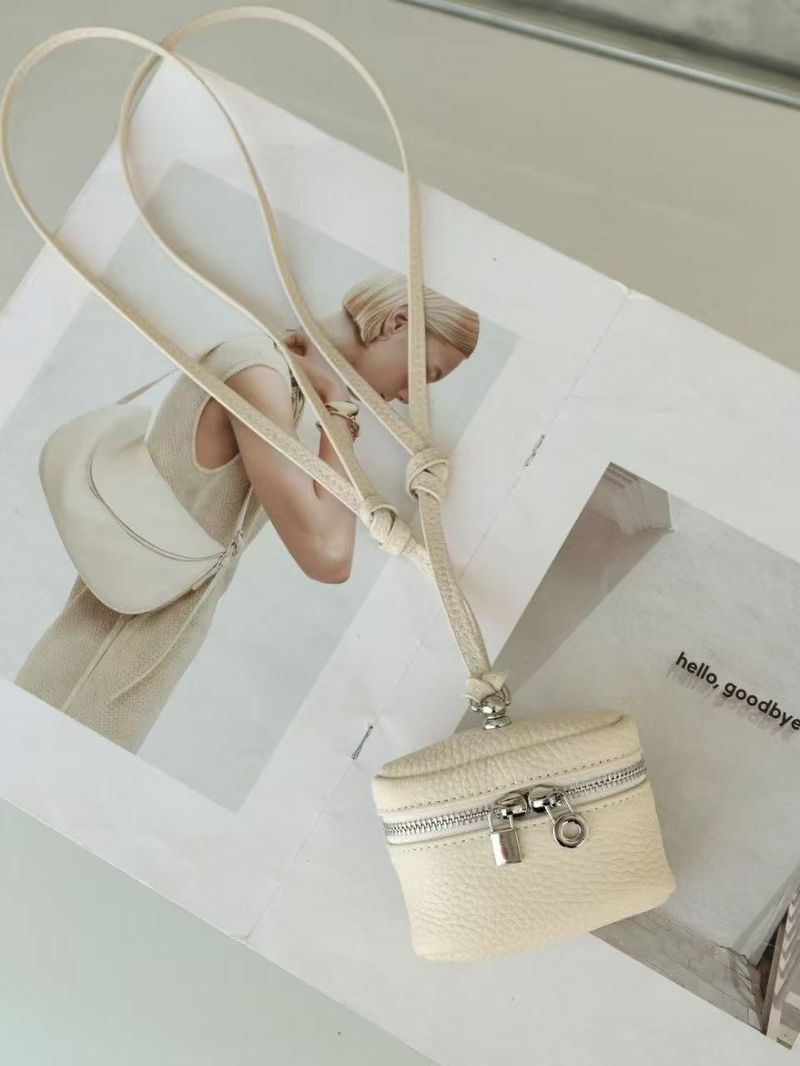 Top Layer Cowhide Fashionable Neck Hanging Compact Lunch Box Women's Genuine Leather Lychee Texture Lipstick Mini_voghion.com