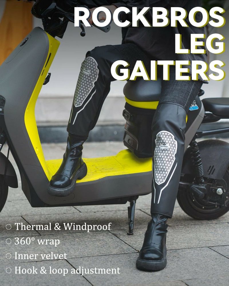 ROCKBROS 1 paire de guêtres thermiques pour les jambes + 1 paire de couvre-chaussures de vélo coupe-vent pour une utilisation en extérieur_voghion.com