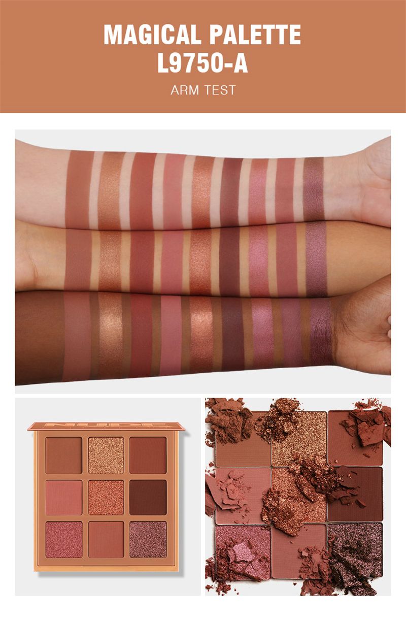 Paleta 9 kolorów Nude Eyeshadow Powder Makeup Palette Matte Shimmer Eye Pigmented Powder Make Up New Warm Earth Color Eyeshadow_voghion.com