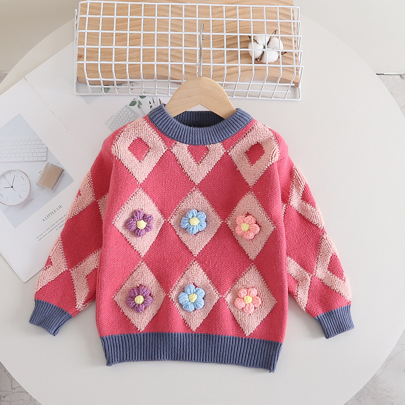 Baby Girls Sweater Dress Autumn And Winter Knit Two Dress Girls Long Sleeve Round Neck Sweater Dress_voghion.com