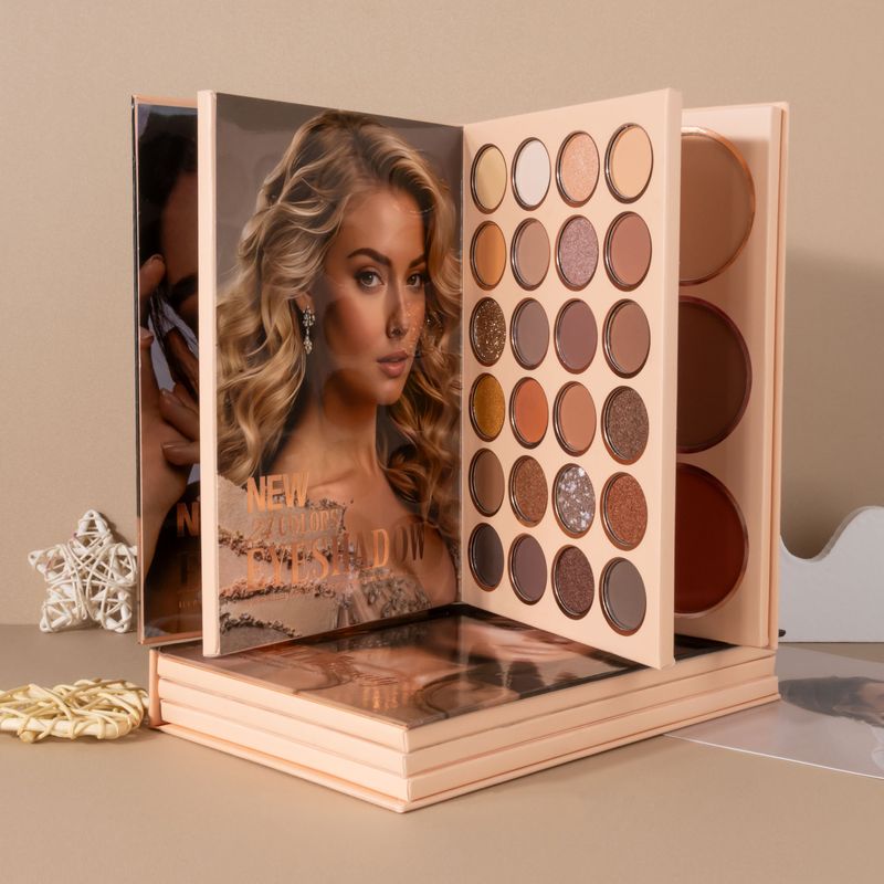 URATM 54-Farben-Lidschattenpalette im Buchstil mit 3 Schichten, Matt und Schimmer, Rouge und Highlighter, alles in einem – hochpigmentiertes, leicht zu verblendendes Make-up_voghion.com