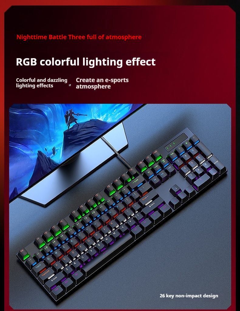 T-WOLF TF700 Mechaniczna Klawiatura Czteroczęściowa Z Podkładką Myszy, Słuchawkami, Niebieskim Przełącznikiem Zestaw Do Gier RGB_voghion.com