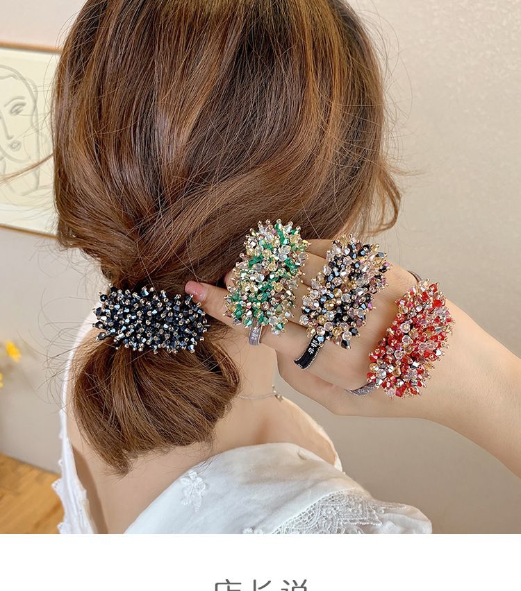 Versione coreana di semplice squisito cristallo perline fatto a mano francese famoso internet versatile cravatta per capelli e fascia per capelli_voghion.com