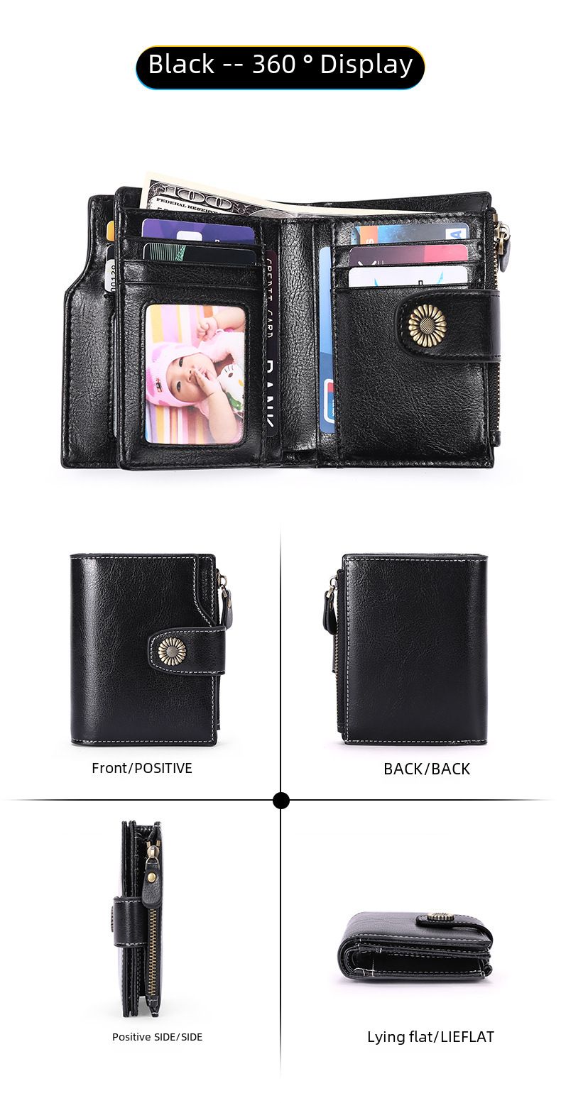Women's wallet short Korean fashion buckle clutch girl's change bag multi-function card bag_voghion.com