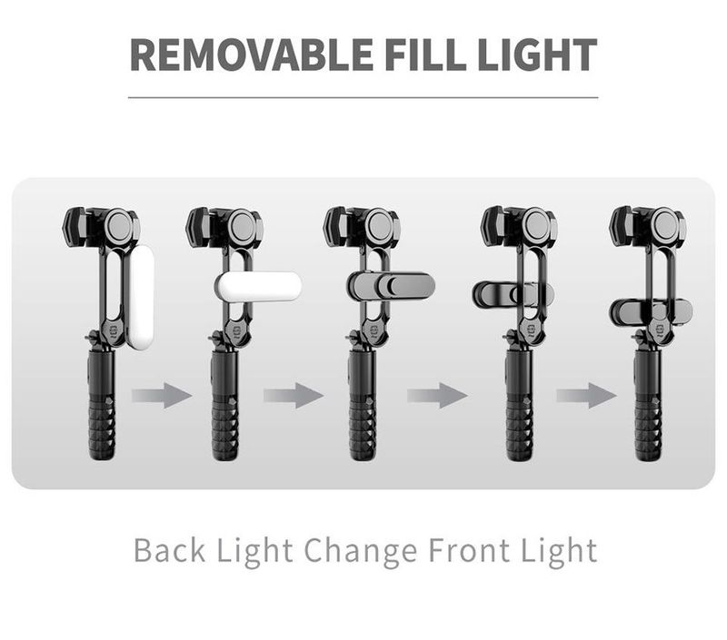 Q09 ręczny stabilizator Bluetooth do selfie, statyw, lampa wypełniająca LED, VLOG, telefon komórkowy, uchwyt do panoramowania i pochylania, antywstrząsowy_voghion.com
