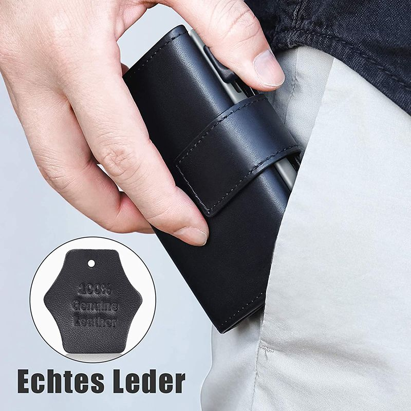 Kreditkartenetui, Mini-Geldbörse mit Reißverschluss, Münzbörse, Herren, RFID-Schutz, echtes Leder, Kartenetui, kleine_voghion.com