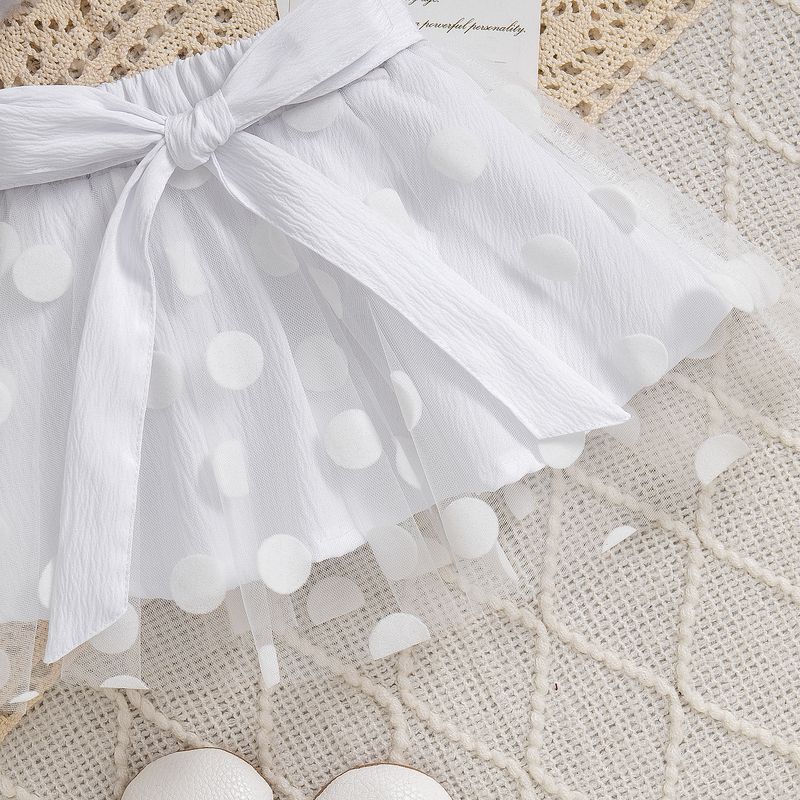 Mutter Kinder Neue Heißer Verkauf Rock Anzug Sommer Weste Top Mesh Polka Dot Rock Drei Stück Anzug_voghion.com