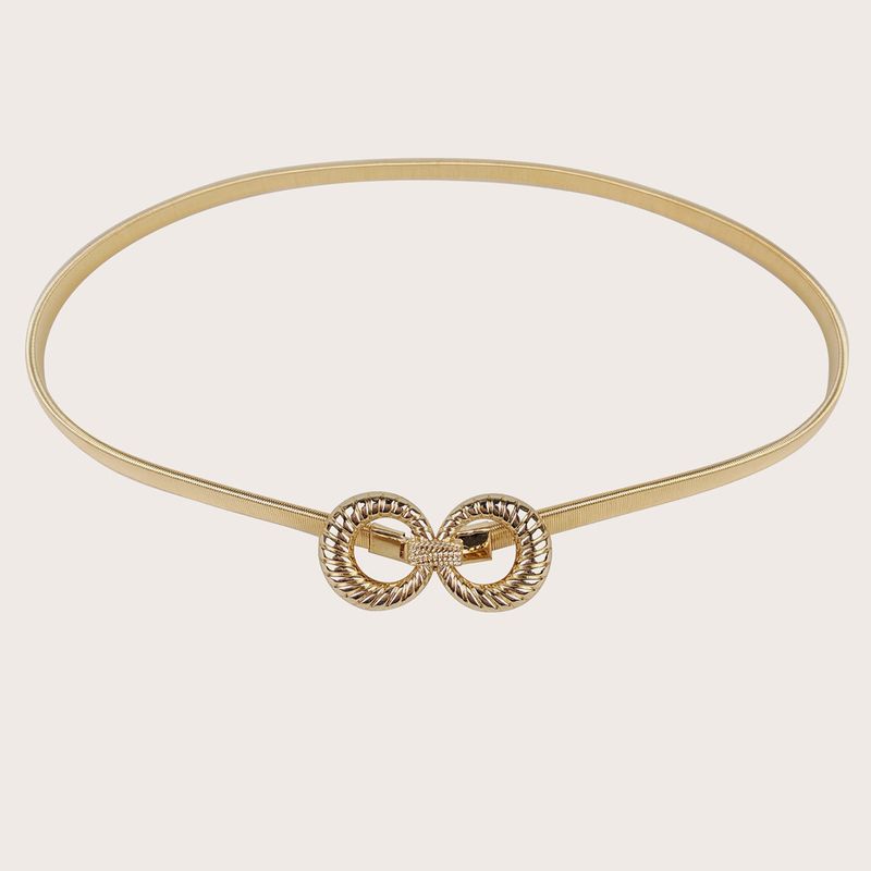 Catena elastica a molla con fibbia a doppio anello in metallo da donna per abiti e cappotti, decorazione semplice ed elegante per la vita_voghion.com