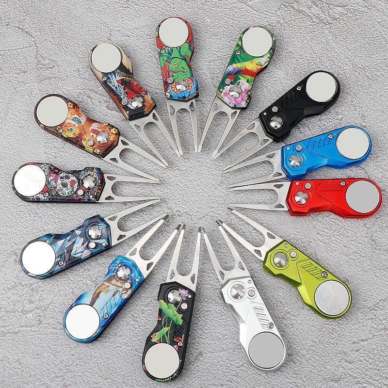 Golf Folding Metal Aluminum Handle Spring Fork Tool Practice Ball Device Gift Accessory_voghion.com