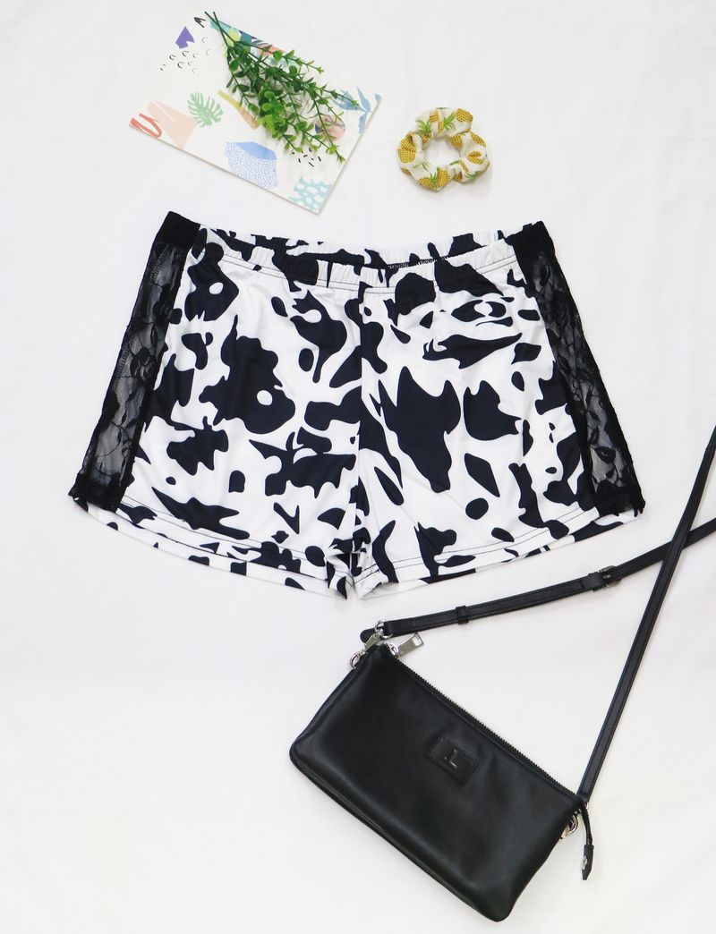 pantaloni corti sexy taglie forti in pizzo trasparente patchwork casual pantaloncini tuta_voghion.com