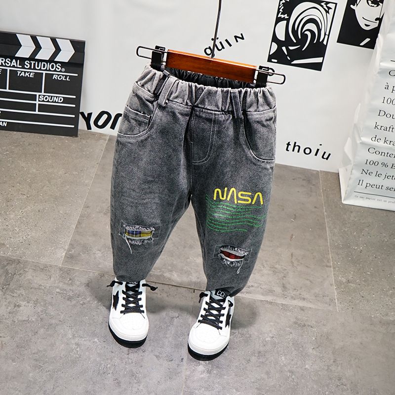 Kid's Clothing 2024 Spring and Autumn New Denim Clothes Two piece Letter Sweater Jeans_voghion.com