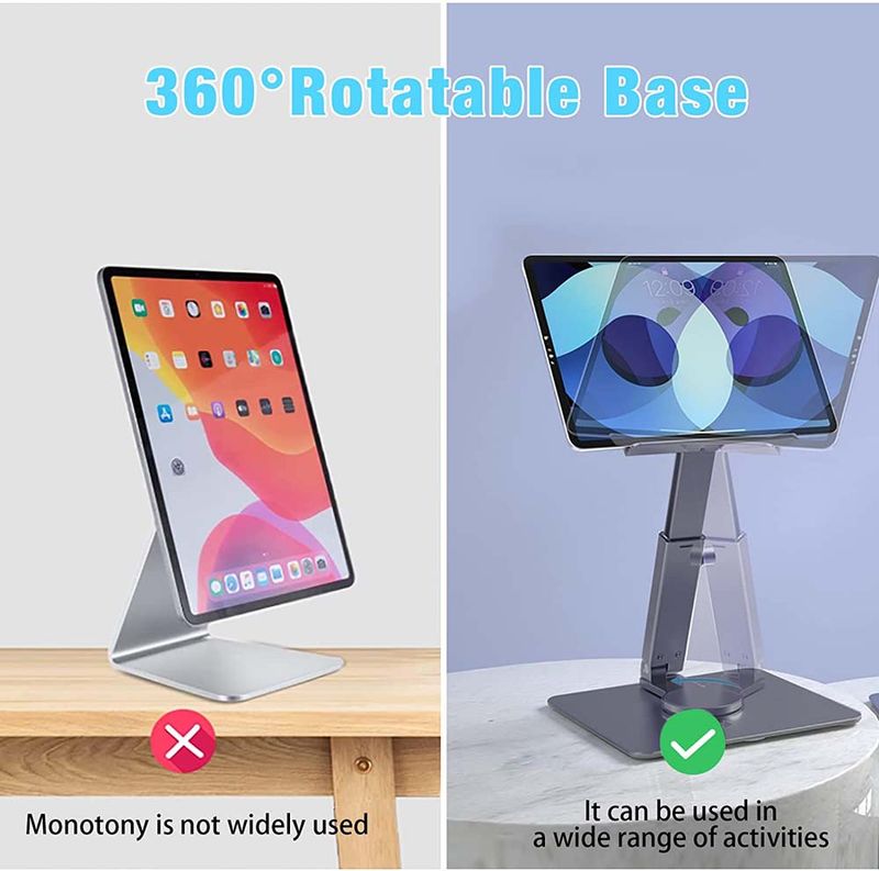 Aluminium Tablet Stänner Schreifdëschverbesserung 360° Rotatioun Multi-Wénkel Héicht verstellbar Klappbar Halter Dock fir Xiaomi iPad Tablet Laptop_voghion.com