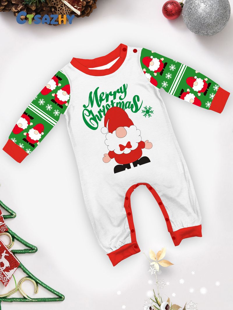Weihnachtliches Familien-Pyjama-Set – Weihnachtsmann, Schneeflocke und Buchstabendruck – Gemütliche Nachtwäsche für die Feiertage für Erwachsene, Kinder und Haustiere_voghion.com