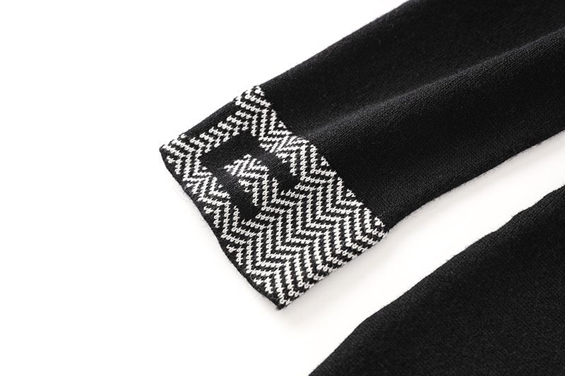 Abito da donna in vita pullover di media lunghezza lavorato a maglia a maniche lunghe con motivo a lettera_voghion.com