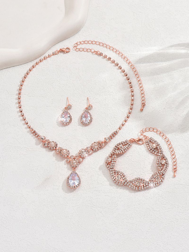 Set di gioielli da donna, alla moda, popolari, orecchini, gioielli per feste e banchetti, da sposa, da sposa, collana con strass e orecchini._voghion.com